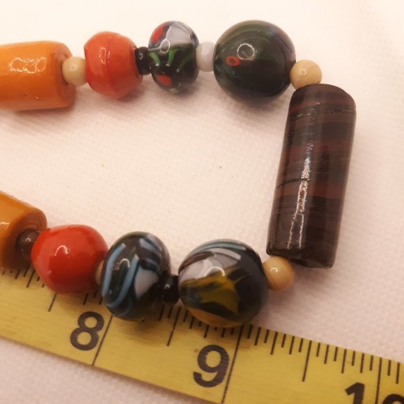 Multi Color Art Glass Bead Necklace - Picture 4 of 8